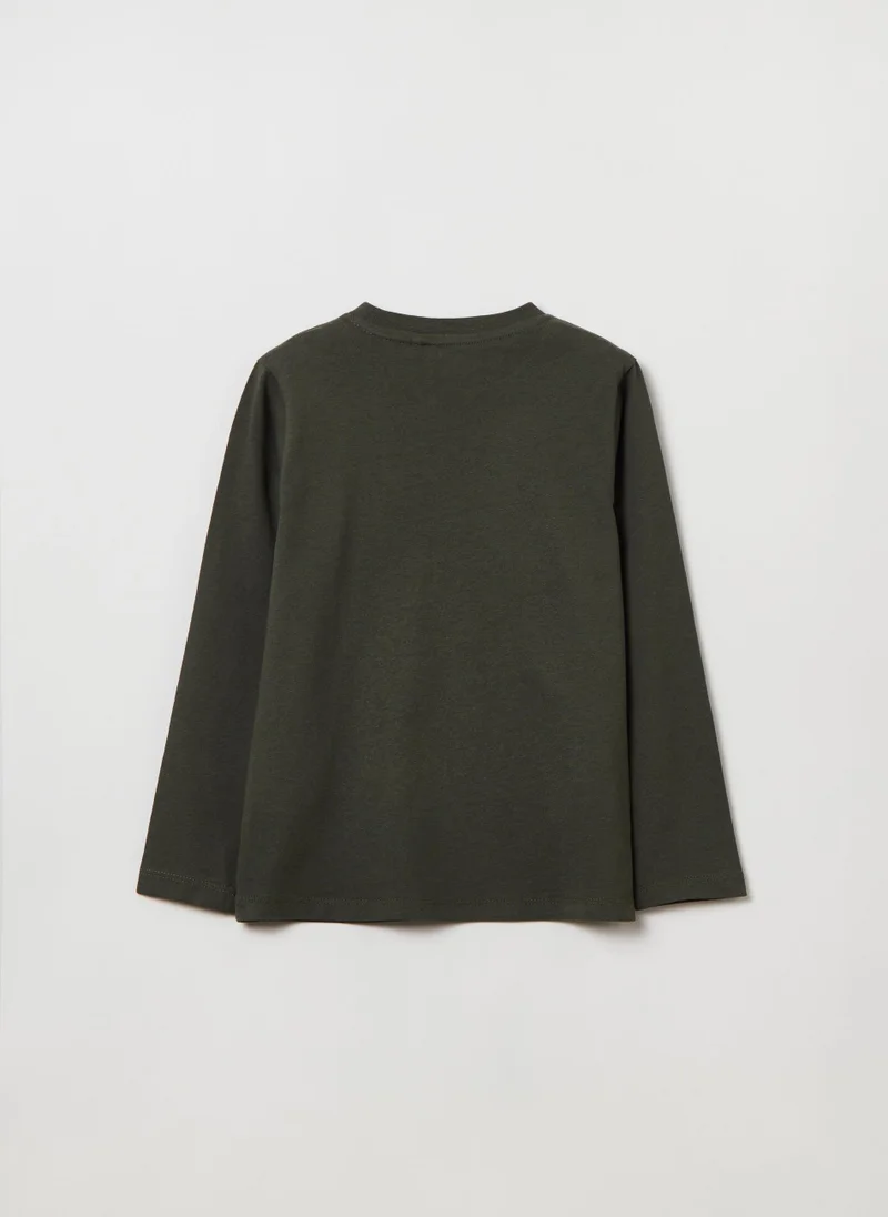 او في اس Long-Sleeved T-Shirt With Print