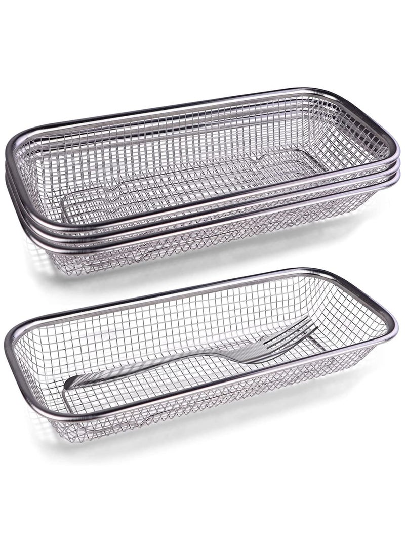 Zikra Silverware Utensil Organizer, Stainless Steel Mesh Drawer Organizer for Flatware, Knives, Pen, Cosmetic, 4Pcs - Image 1