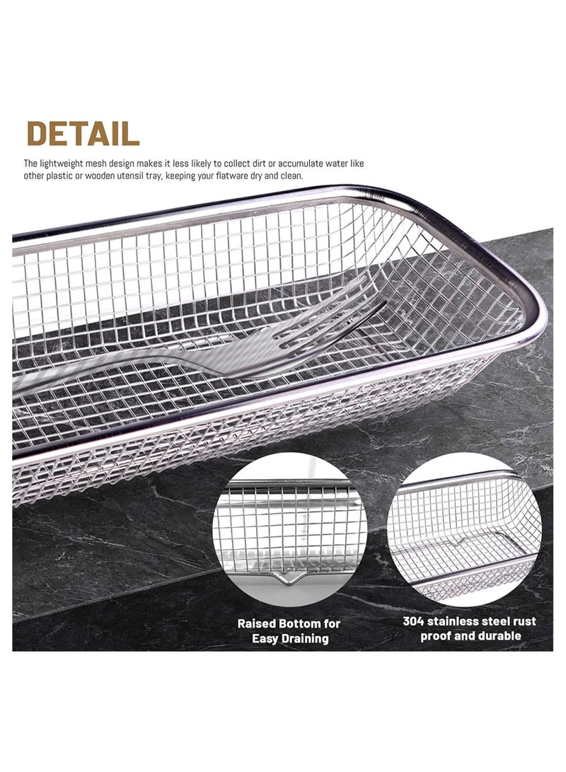 Zikra Silverware Utensil Organizer, Stainless Steel Mesh Drawer Organizer for Flatware, Knives, Pen, Cosmetic, 4Pcs - Image 5