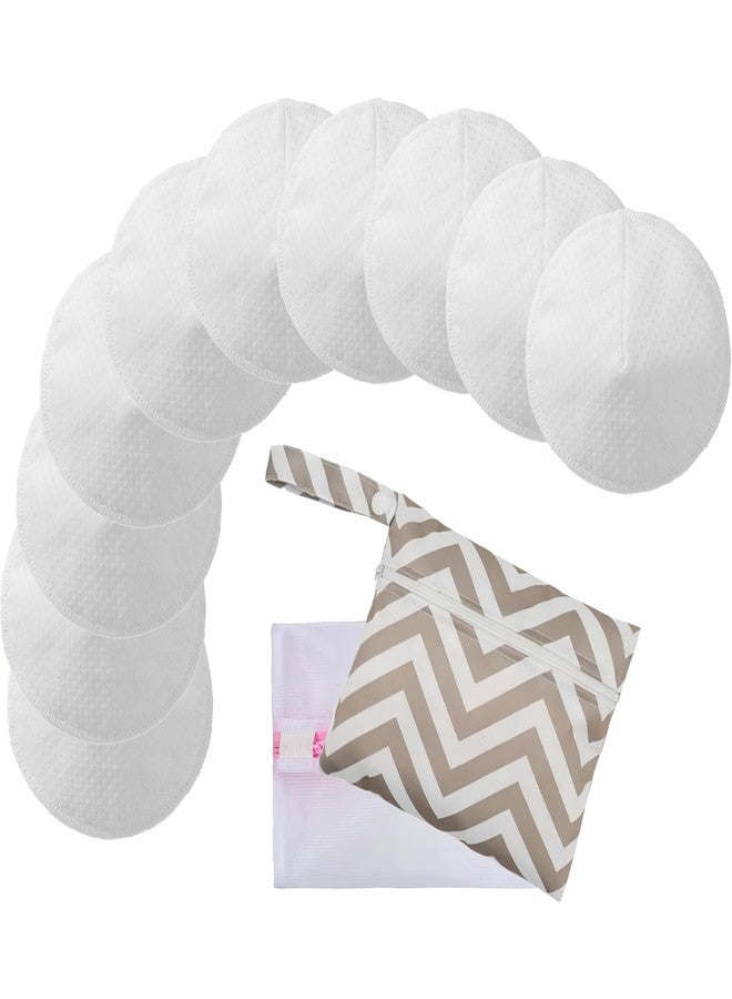 oiikain Reusable Nursing Pads with Washing Bags - 10-Pack Viscose from Bamboo Breastfeeding Pads, Washable Organic Maternity Nipple Pads (L 4.72") (3 Layer Anti-Slip, Anti-Slip Particles) - Image 1