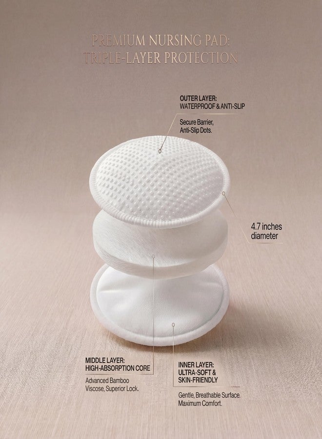 oiikain Reusable Nursing Pads with Washing Bags - 10-Pack Viscose from Bamboo Breastfeeding Pads, Washable Organic Maternity Nipple Pads (L 4.72") (3 Layer Anti-Slip, Anti-Slip Particles) - Image 2