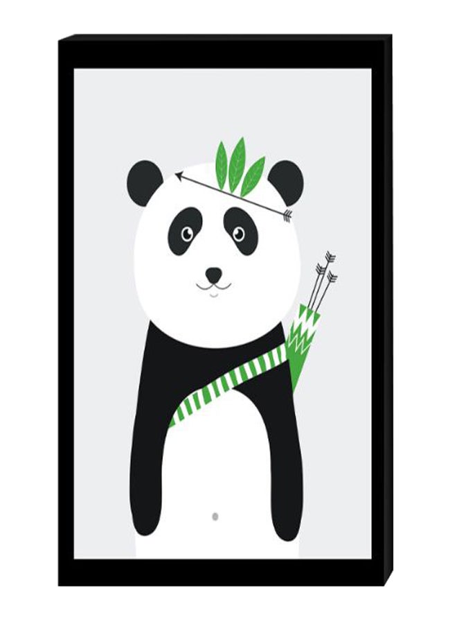 RYN Panda Wall Decor Painting With Inner Frame Black/White/Green 40 x 60centimeter - Image 2