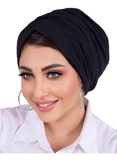 Women's Turban Hat Women Hijab Ladies Pelisse Ribbed Bonnet Hats Headbands Turban for Women Turban Women Turban, Black