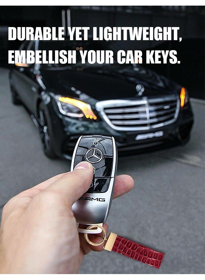 Beyond Crocodile Leather Key Chain, Exquisite General Purpose Wrist Rope, Key School Bag Car Decoration Pendant (Burgundy) - Image 4