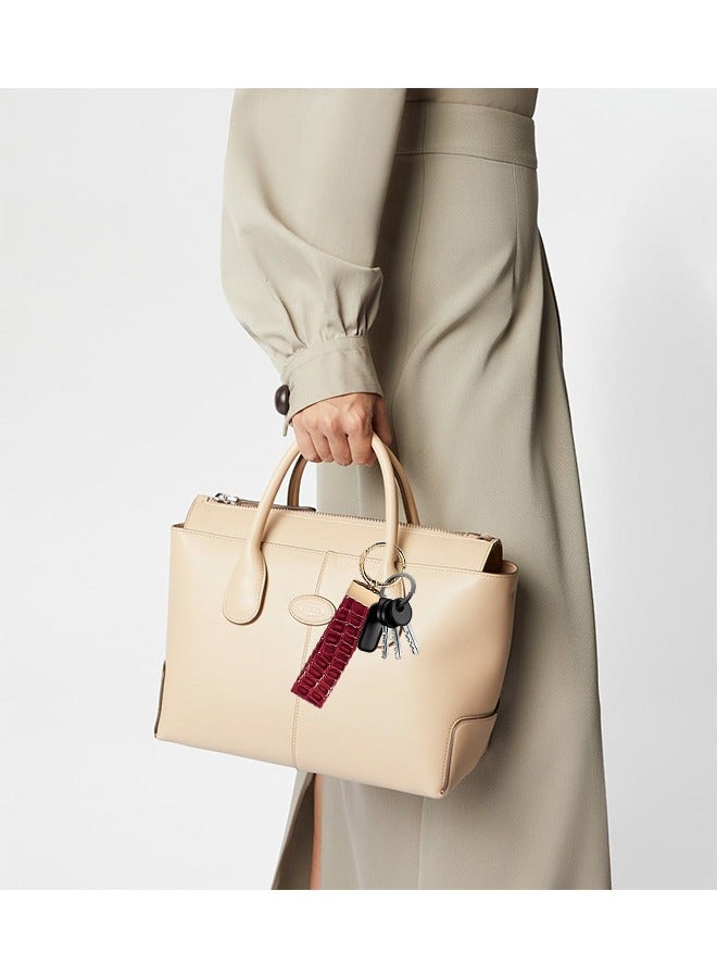 Beyond Crocodile Leather Key Chain, Exquisite General Purpose Wrist Rope, Key School Bag Car Decoration Pendant (Burgundy) - Image 5