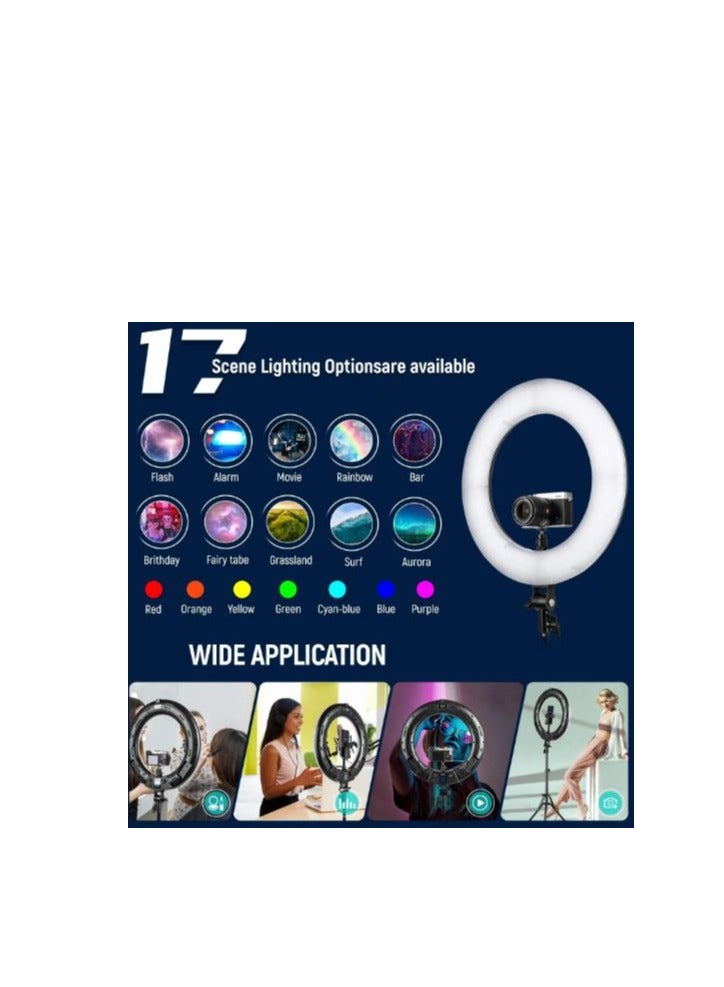 برو ميج بروميغ حلقة إضاءة LED RGB بحجم 18 بوصة للهاتف والتابلت والكاميرا – مع حقيبة حمل، بدون حامل – أبيض (PM-RL18-RGB-STAND) - Image 4