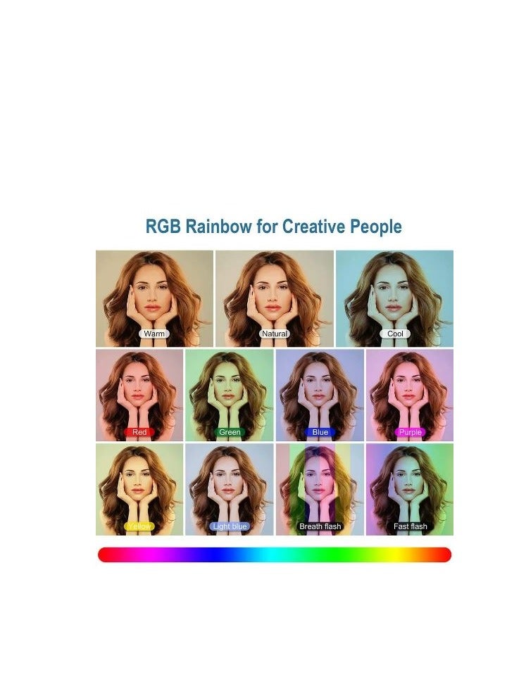 برو ميج بروميغ حلقة إضاءة LED RGB بحجم 18 بوصة للهاتف والتابلت والكاميرا – مع حقيبة حمل، بدون حامل – أبيض (PM-RL18-RGB-STAND) - Image 2