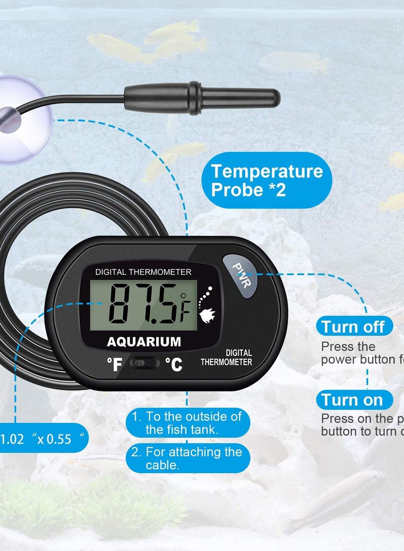 Zikra 2-Pack Aquarium Thermometer, Fish Tank Thermometer with 3.3ft Cord, Fahrenheit/Celsius, Ideal for Vehicle, Reptile Terrarium, Fish Tank, and Refrigerator. - Image 4
