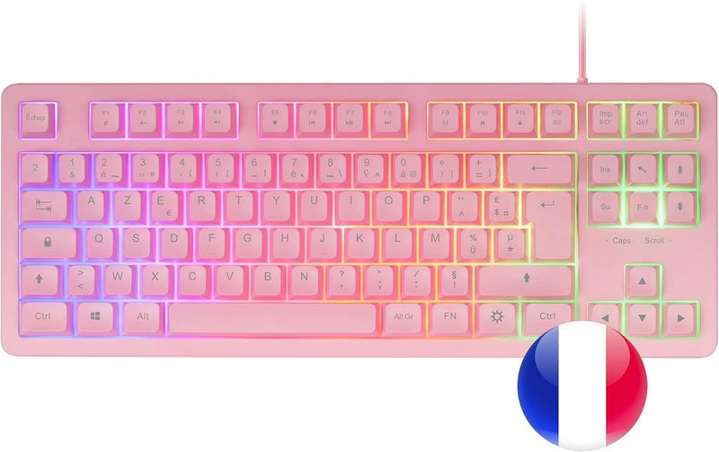 مارس_جيمنج مارس جيمنج MCP-RGB3 حزمة لوحة مفاتيح ألعاب RGB ثابتة + ماوس ألعاب RGB تدفق 3200 DPI + سماعات رأس فوق الأذن RGB + حصيرة ماوس XXL، وردي، فرنسي - Image 1