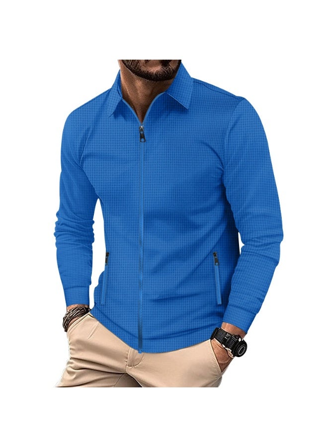 Men's Zipper Long Sleeve Collared Jacket Casual Autumn Outerwear Thin Summer Suitable for Men - Image 2