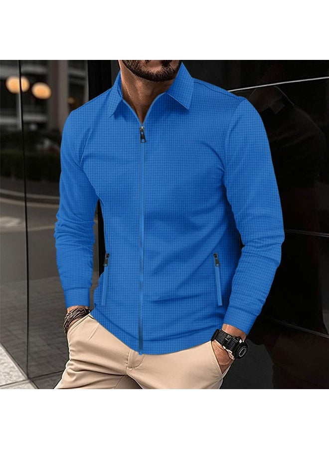 Men's Zipper Long Sleeve Collared Jacket Casual Autumn Outerwear Thin Summer Suitable for Men - Image 1