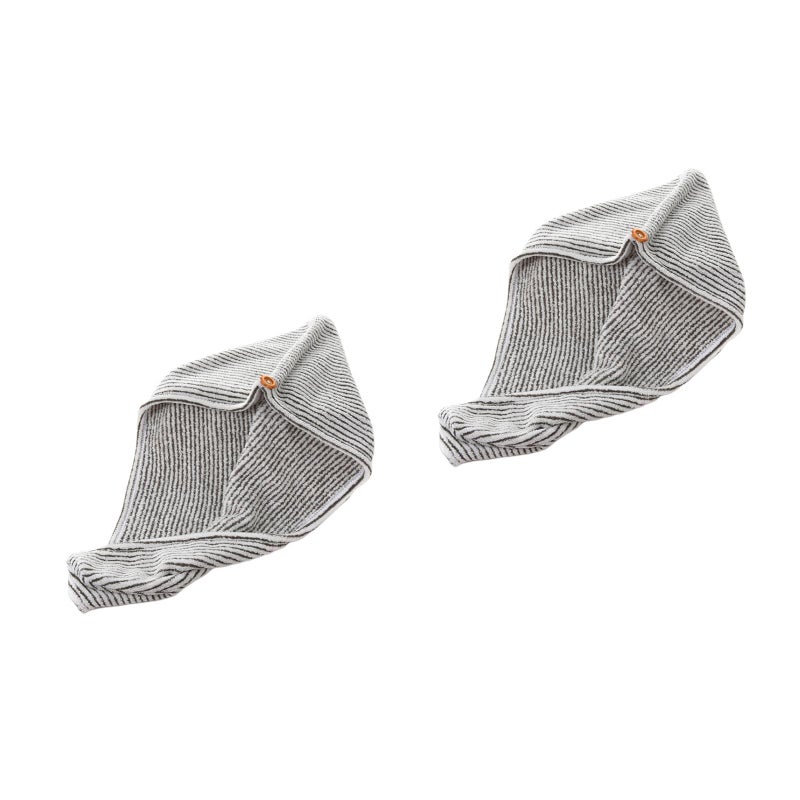 2pcs Hair Drying Quick Drying Towel Hair Absorbent for Women Girls Ladies (Grey and White) - Image 1