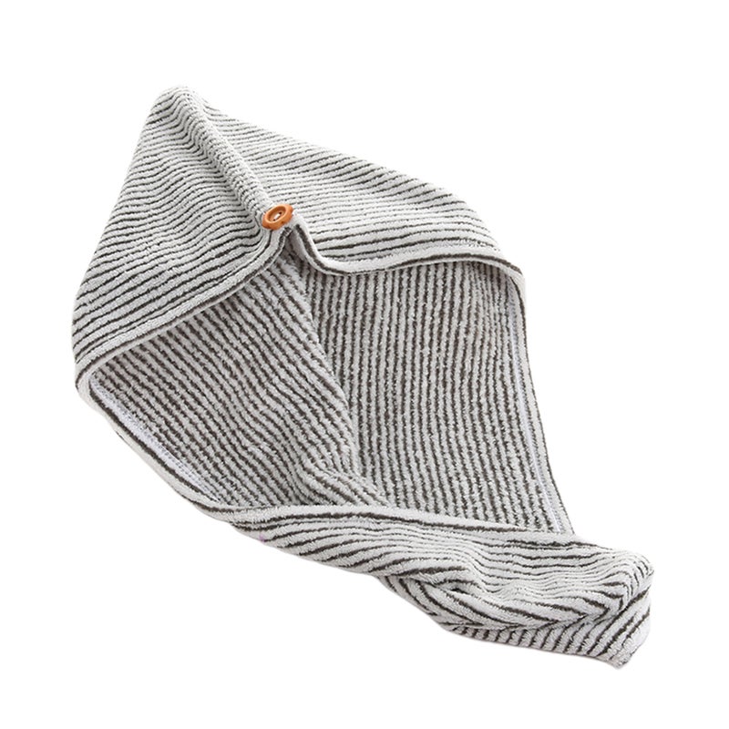 2pcs Hair Drying Quick Drying Towel Hair Absorbent for Women Girls Ladies (Grey and White) - Image 4