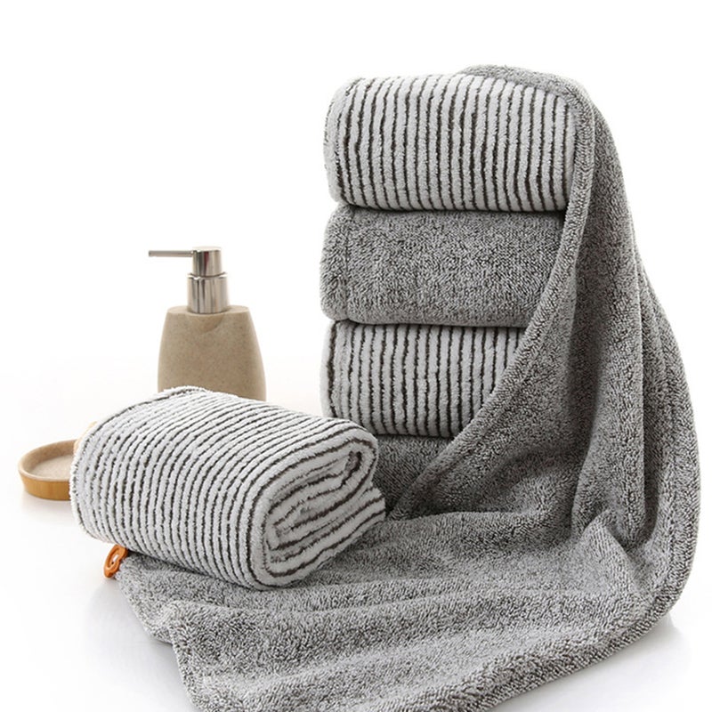 2pcs Hair Drying Quick Drying Towel Hair Absorbent for Women Girls Ladies (Grey and White) - Image 5