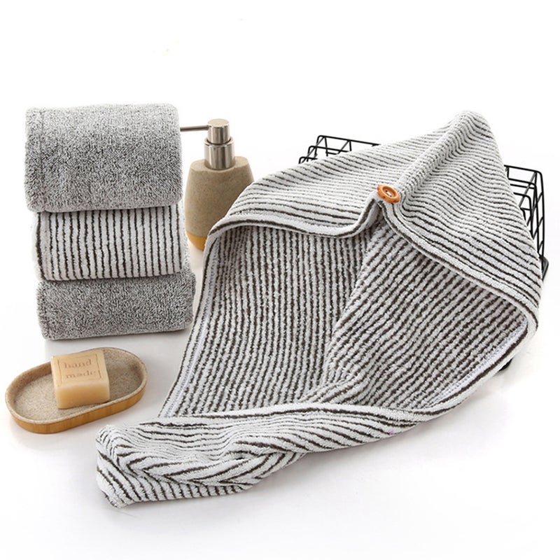 2pcs Hair Drying Quick Drying Towel Hair Absorbent for Women Girls Ladies (Grey and White) - Image 3