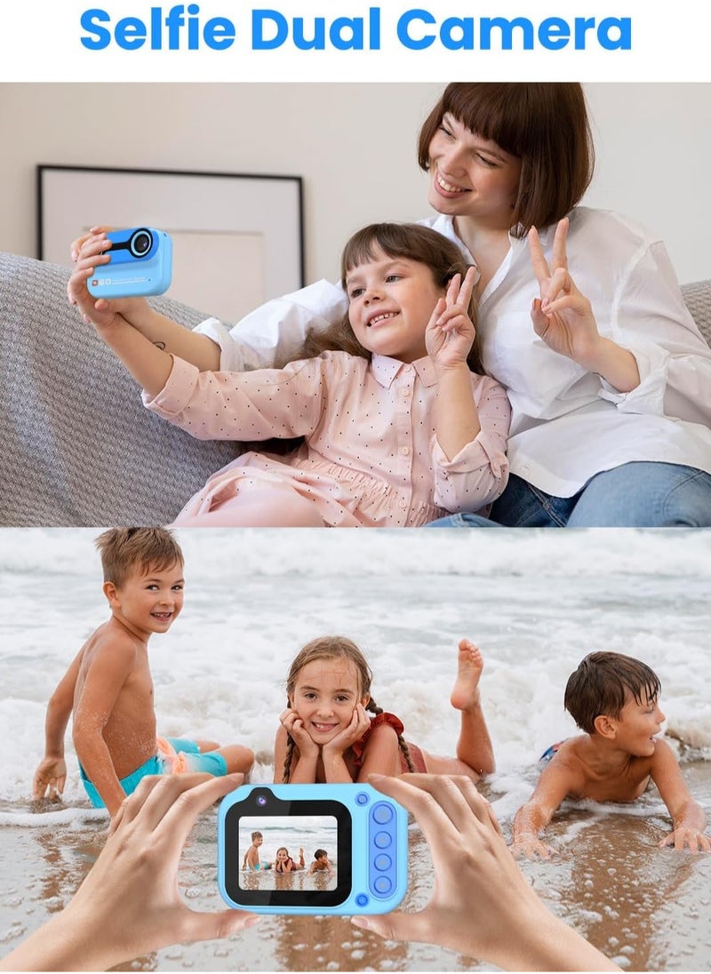 Kids Waterproof Digital Camera, Large Display USB Rechargeable Children Action Camera, Portable Underwater Camera For Kids, 1080p Video Camera For Snorkeling And Diving, (1pc, Blue)