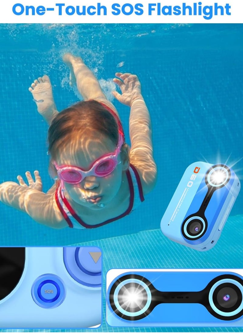 Kids Waterproof Digital Camera, Large Display USB Rechargeable Children Action Camera, Portable Underwater Camera For Kids, 1080p Video Camera For Snorkeling And Diving, (1pc, Blue)