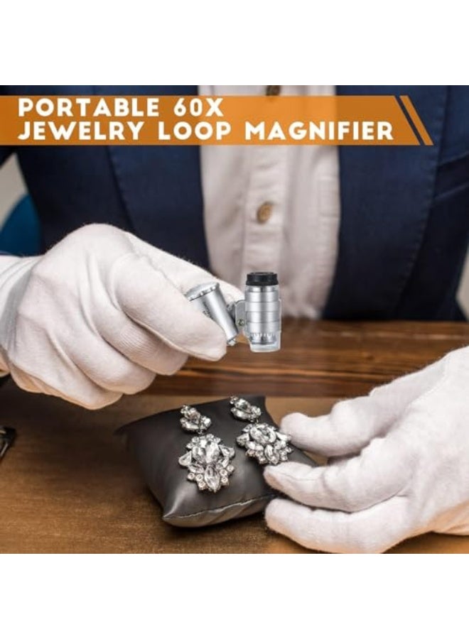 X Spring Mini Portable Microscope With LED UV Lights, 60X Universal Magnifying Glass for Biological Jewelry Coins Currency Stamps Antiques  - Image 2