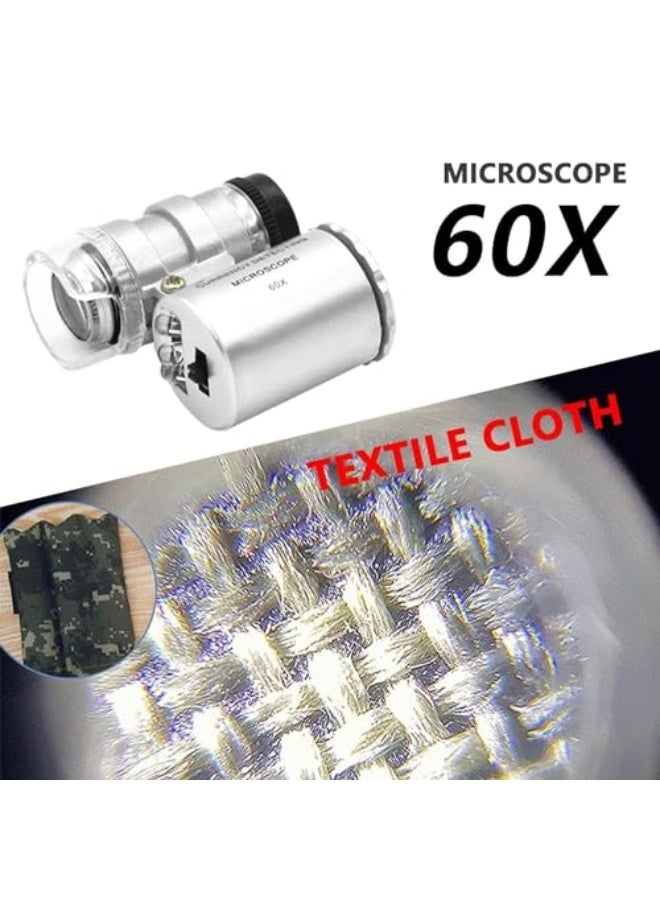 X Spring Mini Portable Microscope With LED UV Lights, 60X Universal Magnifying Glass for Biological Jewelry Coins Currency Stamps Antiques  - Image 3