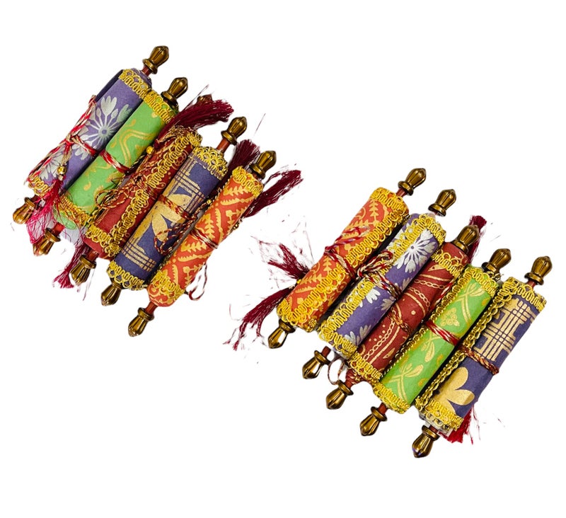 Krisah Hand made Printed Paper Pack of 10 Golden Ethnic Scroll Style Shagun/Sagan/Envelopes (10) - Image 1