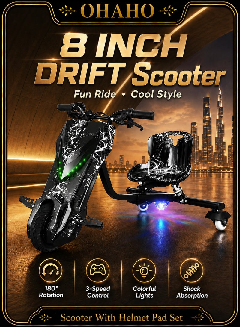 OHAHO Drifting Electric Scooter, Adjustable Mini Drift scooter With 36V Battery, Electric Scooter With Helmet Pad Set, Knee & Elbow Pads for Kids With 3 Speeds(8Inch） - Image 1