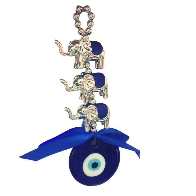 RIPE INDIA RIPE INDIA Fengshui 3 Elephant Evil Eye Hanging Nazar Battu for Home Office and Car - Image 1