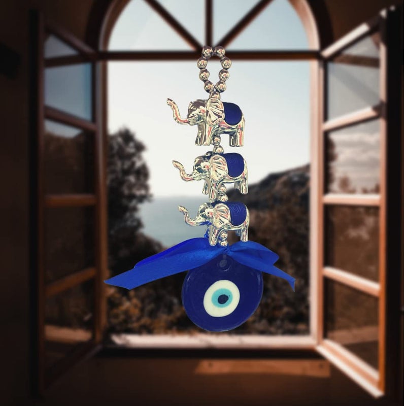 RIPE INDIA RIPE INDIA Fengshui 3 Elephant Evil Eye Hanging Nazar Battu for Home Office and Car - Image 3