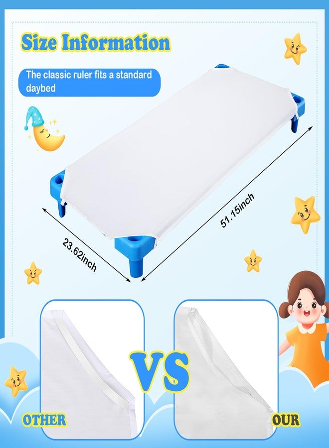 Macarrie مجموعة ماكاري من 20 ورقة سرير للأطفال لمرحلة ما قبل المدرسة بحجم قياسي 23.62 × 51.15 بوصة ورقة ناعمة وقابلة للتنفس من البوليستر والقطن بيضاء لأسرة الأولاد والبنات لوقت القيلولة والنوم على الأسرة. - Image 3