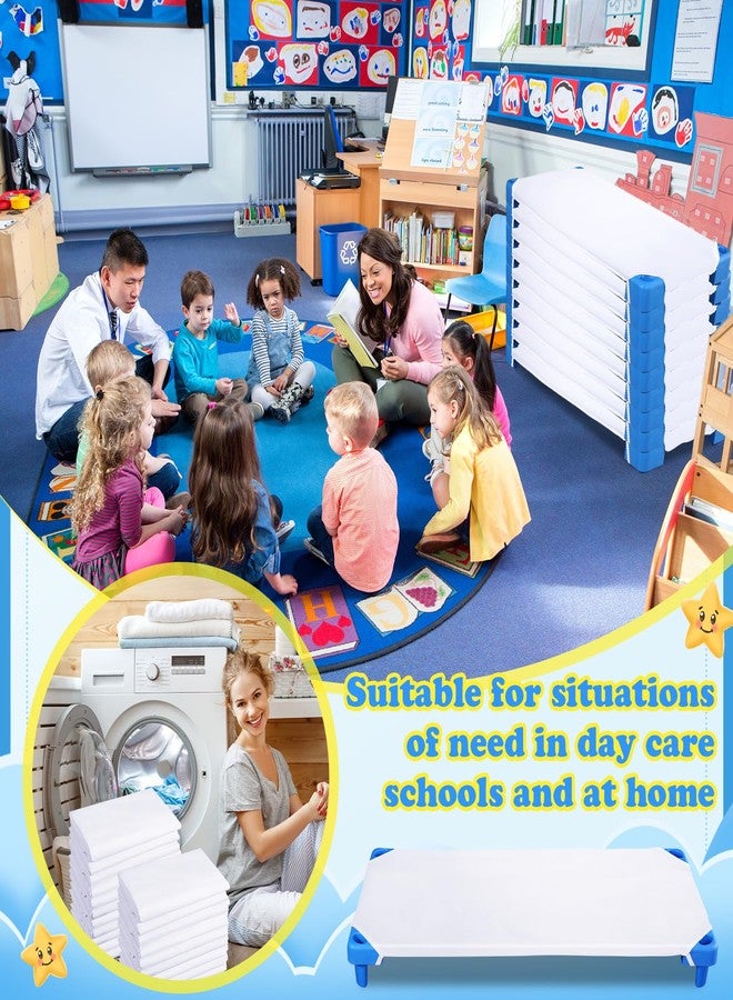 Macarrie مجموعة ماكاري من 20 ورقة سرير للأطفال لمرحلة ما قبل المدرسة بحجم قياسي 23.62 × 51.15 بوصة ورقة ناعمة وقابلة للتنفس من البوليستر والقطن بيضاء لأسرة الأولاد والبنات لوقت القيلولة والنوم على الأسرة. - Image 5