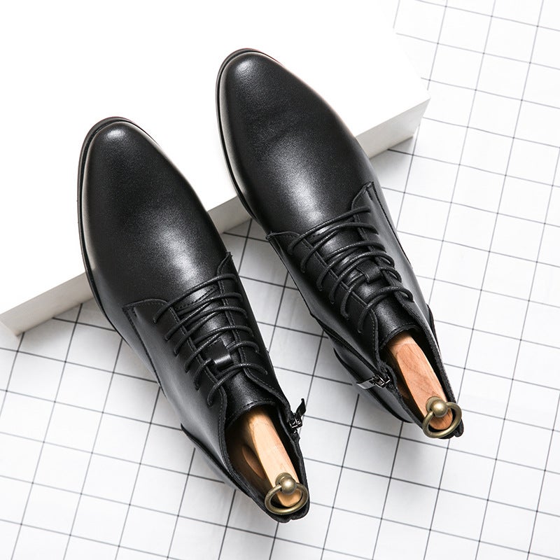 Men'S British Leather Shoes Men'S Korean-Style Pointed Business Formal Casual Leather Boots Trendy Chelsea Men'S Boots Plus Size Men'S Shoes - Image 1