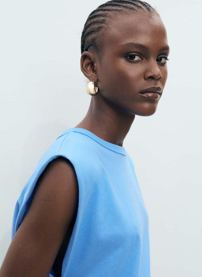 MANGO Short-Sleeved T-Shirt With Shoulder Pads  - Image 3
