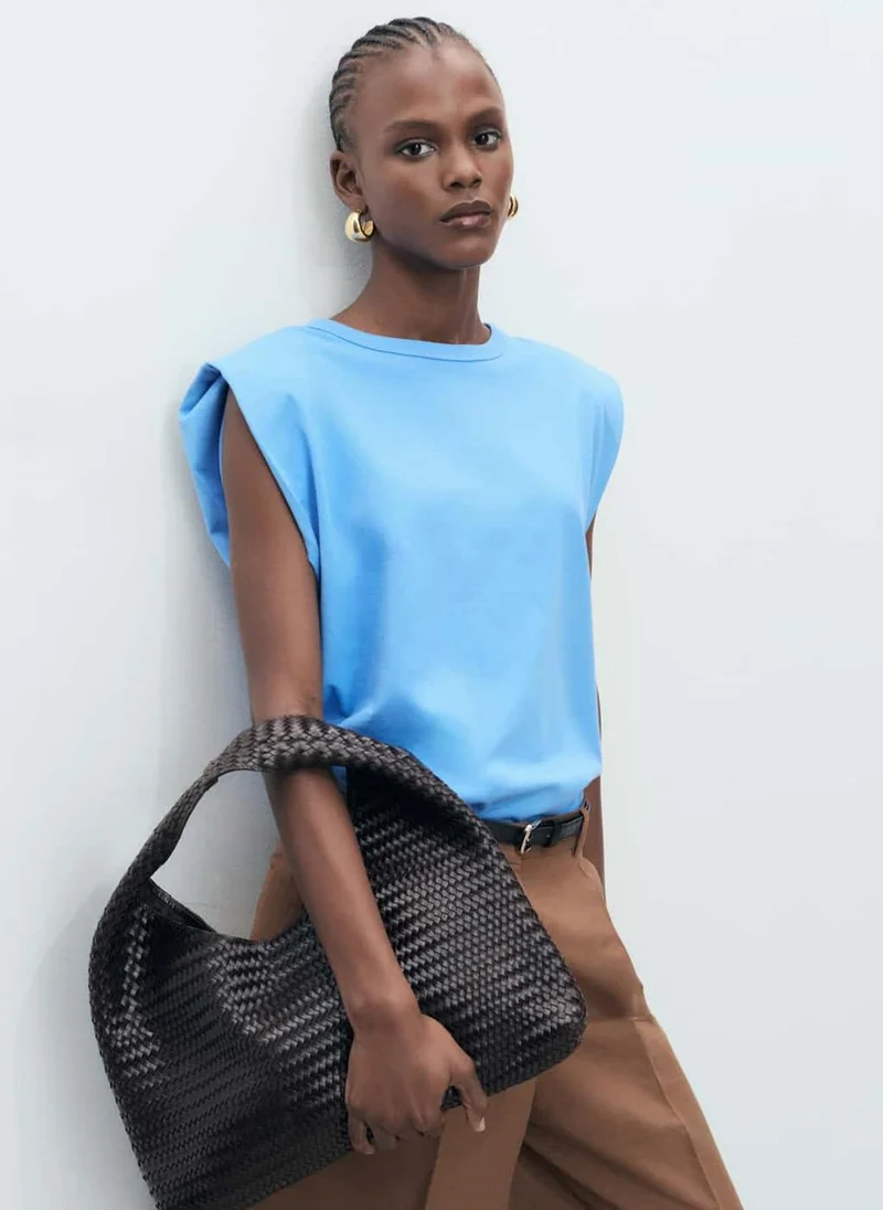 MANGO Short-Sleeved T-Shirt With Shoulder Pads