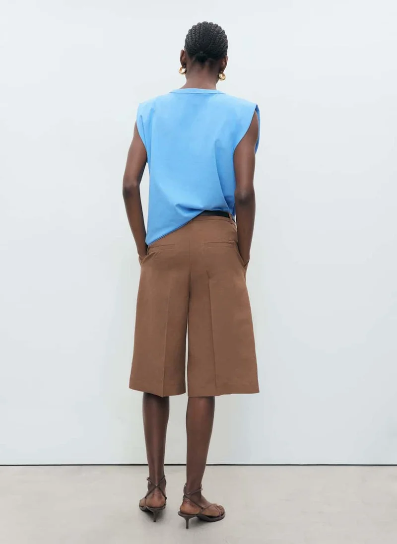 MANGO Short-Sleeved T-Shirt With Shoulder Pads