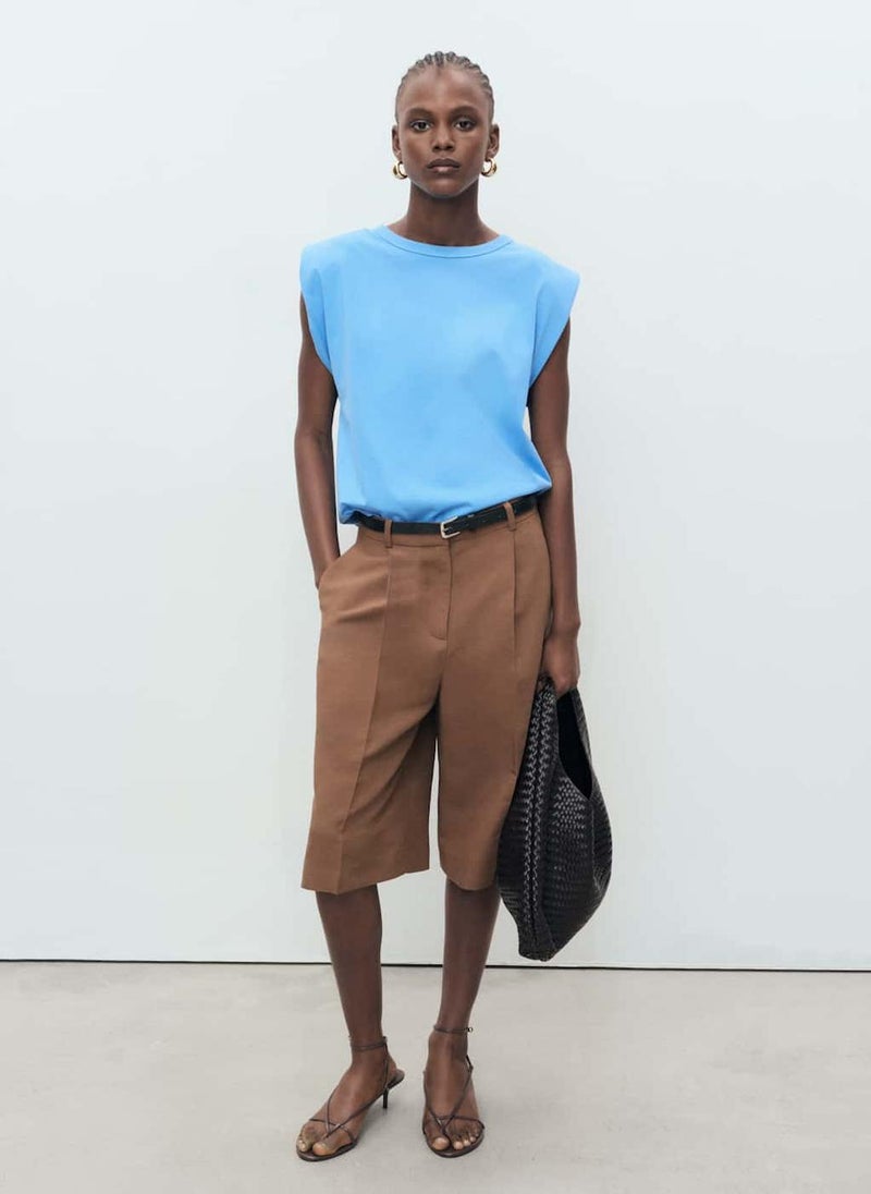 MANGO Short-Sleeved T-Shirt With Shoulder Pads  - Image 4