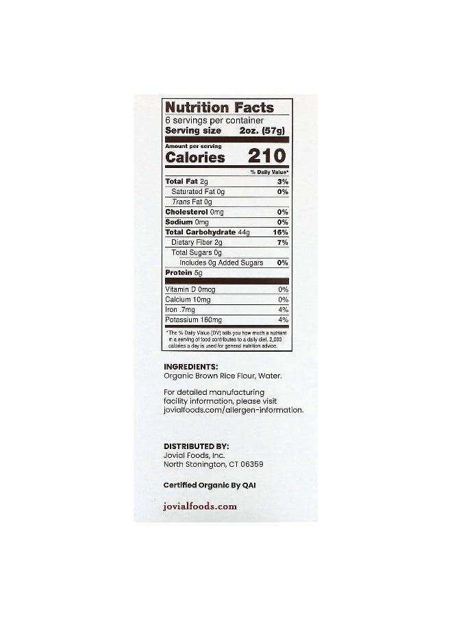 Jovial Jovial, Organic Brown Rice Pasta, Mafalda, 12 oz (340 g)  - Image 2