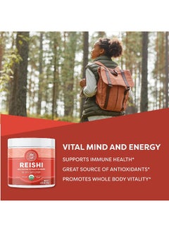 Vimergy Vimergy USDA Organic Reishi Mushroom Extract Powder, 33 Servings – Red Reishi Mushroom - Supports Healthy Immune System - Non-GMO, Kosher, Gluten-Free, Vegan, Paleo - 100% Pure with Zero Fillers (50g)  - Image 2