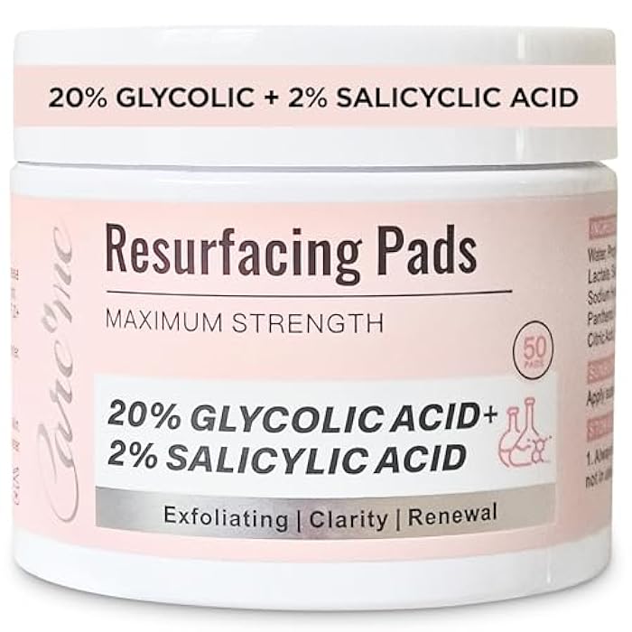 Care Me Glycolic Acid 20% & Salicylic Acid 2% Face Exfoliating Pads (50 Count)- Facial Peel Pads for Anti-Aging, Cleansing, Resurfacing, Brightening, Blemish Control, Revealing Clear, Glowing, Youthful Skin - Image 1