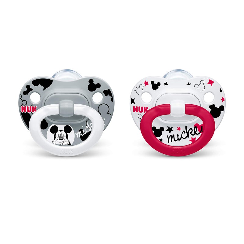 NUK Disney Mickey Mouse Orthodontic Pacifiers, 6-18 Months, 2-Pack - Image 1