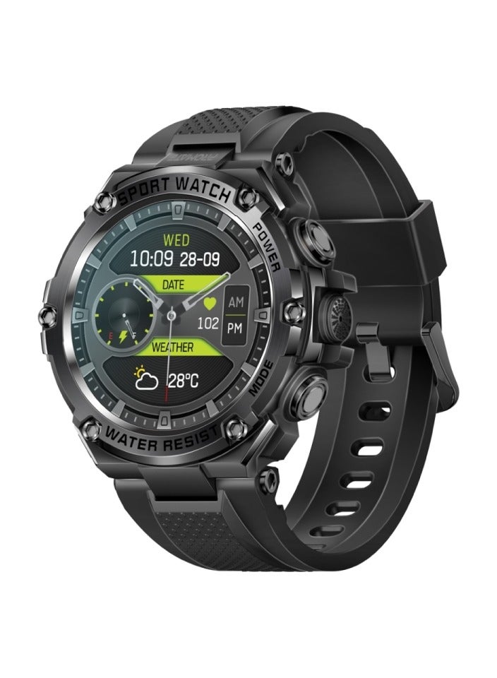 PROMATE Smart Watch, Round-Screen BT 5.1 Fitness Tracker With 1.53 Inch TFT Display, 80 Day Battery, Penta Magnetism Speaker, E-Card Quick Share And IP67 Water Resistance For iPhone 16, Galaxy S25,X Watch-R19 - Black - Image 1