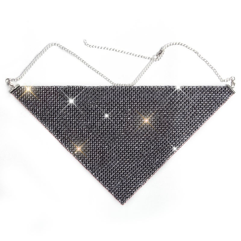 Halloween Rhinestone Mask Triangular Glitter Party Face Cover Black