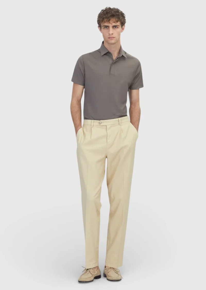 Ramsey Yellow Weaving Regular Fit Casual Cotton Blended Trousers
