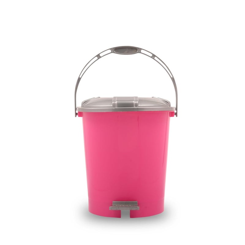 Kuber Industries Pack of 2 Pedal Dustbin 10 Liter Bathroom Dustbin with Lid Garbage Bin with Handle Dustbin for Kitchen Wet Dry Waste Bin Grey Check Dhakan Trash Can Pink - Image 2