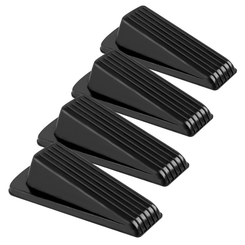 Utron 4 Pack Door Stoppers, Rubber for Bottom of Door, Rubber Door Stopper Wedge, Sturdy Stackable Door Stops for Floor - Image 1