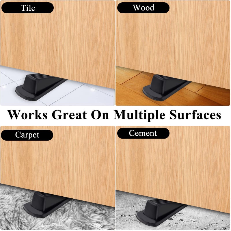 Utron 4 Pack Door Stoppers, Rubber for Bottom of Door, Rubber Door Stopper Wedge, Sturdy Stackable Door Stops for Floor - Image 5