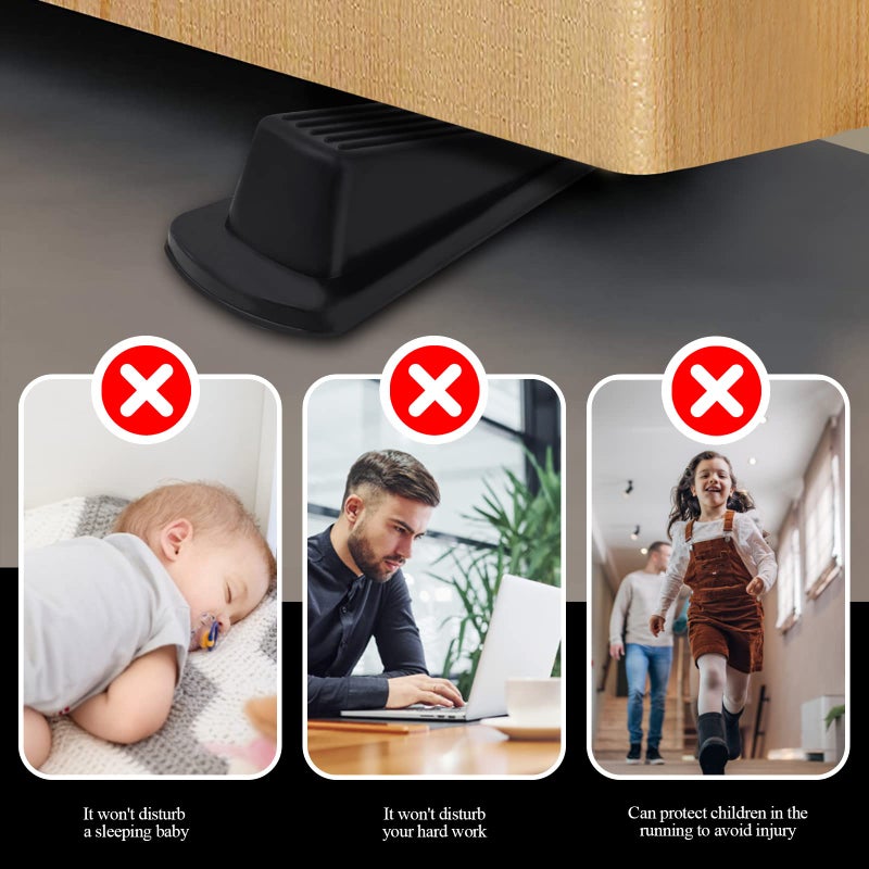 Utron 4 Pack Door Stoppers, Rubber for Bottom of Door, Rubber Door Stopper Wedge, Sturdy Stackable Door Stops for Floor - Image 4
