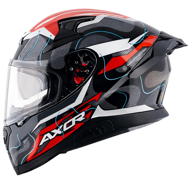 Axor Apex Dynamo ISI ECE and DOT Certified Full Face Motorbike Helmet for Men and Women -Black Red-L - Image 2