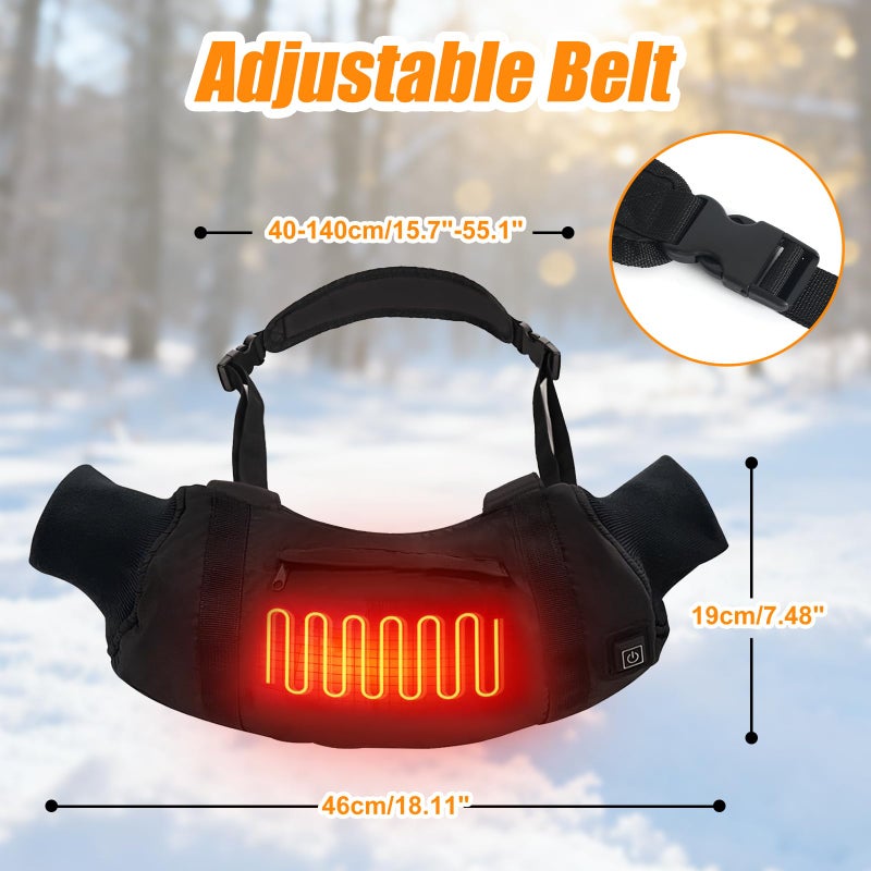 Deekypol Heated Hand Warmers Pouch Electric Heated Hand Muff with 3-Level Heat Setting, Adjustable Strap, 2 Pocket, and USB Plug Hand Warmer Pouch for Hunting, Football, Golf, Fishing, Camping(No Power Bank) - Image 2
