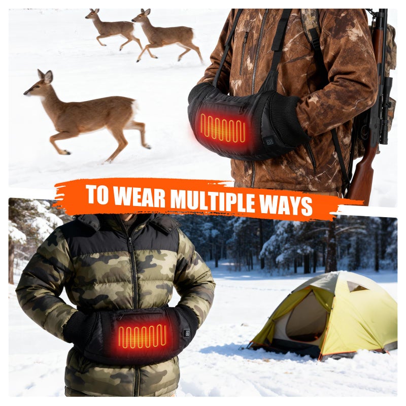 Deekypol Heated Hand Warmers Pouch Electric Heated Hand Muff with 3-Level Heat Setting, Adjustable Strap, 2 Pocket, and USB Plug Hand Warmer Pouch for Hunting, Football, Golf, Fishing, Camping(No Power Bank) - Image 4