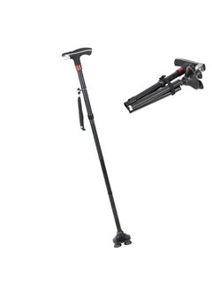Thoraya Thicken Aluminum Alloy Adjustable Folding Cane Elderly Walking Sticks with Light Alertor  - Image 1