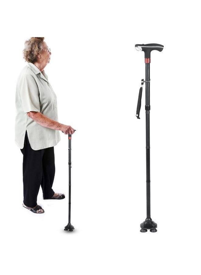 Thoraya Thicken Aluminum Alloy Adjustable Folding Cane Elderly Walking Sticks with Light Alertor  - Image 4